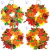 Supla 12 Kits 3D Pumpkin Fall Leaf Wreath Craft Kit DIY Thanksgiving Wreath with Maple Leaves Acorns Bows Wiggle Eyes for Kids Crafts Fall Thanksgiving Halloween Seasonal Decoration