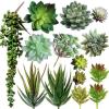 Supla 14 Pcs Unpotted Artificial Succulents Plants Bulk Assorted Faux Succulents in Different Green Hanging String of Pearls Cactus Aloe Succulent Picks for Wedding Centerpieces Floral Arrangement