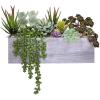 Supla Artificial Potted Succulents Plants Arrangement Fake Succulent Plants in Rectangular Wooden Pot Arrangement for Table Centerpiece Windowsill Greenery Decor