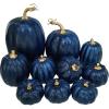 Winlyn 10 Pcs Assorted Navy Blue Artificial Pumpkins Dark Blue Pumpkins Decorative Pumpkins Faux Foam Pumpkins for Fall Farmhouse Thanksgiving Halloween Table Centerpiece Kitchen Table Mantel Décor(Dark Blue)