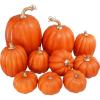 Winlyn 10 Pcs Assorted Navy Blue Artificial Pumpkins Dark Blue Pumpkins Decorative Pumpkins Faux Foam Pumpkins for Fall Farmhouse Thanksgiving Halloween Table Centerpiece Kitchen Table Mantel Décor(Dark Orange)