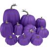 Winlyn 10 Pcs Assorted Navy Blue Artificial Pumpkins Dark Blue Pumpkins Decorative Pumpkins Faux Foam Pumpkins for Fall Farmhouse Thanksgiving Halloween Table Centerpiece Kitchen Table Mantel Décor(Purple)