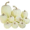 Winlyn 10 Pcs Assorted Navy Blue Artificial Pumpkins Dark Blue Pumpkins Decorative Pumpkins Faux Foam Pumpkins for Fall Farmhouse Thanksgiving Halloween Table Centerpiece Kitchen Table Mantel Décor(Cream)