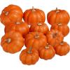 Winlyn 12 Pcs Assorted Orange Harvest Artificial Pumpkins Small Decorative Fall Pumpkins Dark Orange Faux Foam Pumpkins for Halloween Thanksgiving Autumn Wedding Decor Bowl Display Wreath Centerpiece(Dark Orange)