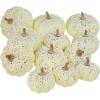 Winlyn 12 Pcs Assorted Orange Harvest Artificial Pumpkins Small Decorative Fall Pumpkins Dark Orange Faux Foam Pumpkins for Halloween Thanksgiving Autumn Wedding Decor Bowl Display Wreath Centerpiece(Cream)