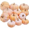 Winlyn 12 Pcs Assorted Orange Harvest Artificial Pumpkins Small Decorative Fall Pumpkins Dark Orange Faux Foam Pumpkins for Halloween Thanksgiving Autumn Wedding Decor Bowl Display Wreath Centerpiece(Light Orange)