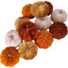 Winlyn 12 Pcs Assorted Small Faux Velvet Pumpkins Decorative Teal Blue Green Turquoise Fabric Foam Pumpkins 3″ for Farmhouse Fall Wedding Halloween Thanksgiving Table Centerpiece Mantel Decor(Orange Brown)