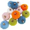 Winlyn 12 Pcs Assorted Small Faux Velvet Pumpkins Decorative Teal Blue Green Turquoise Fabric Foam Pumpkins 3″ for Farmhouse Fall Wedding Halloween Thanksgiving Table Centerpiece Mantel Decor(Colorful)