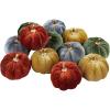 Winlyn 12 Pcs Assorted Small Faux Velvet Pumpkins Decorative Teal Blue Green Turquoise Fabric Foam Pumpkins 3″ for Farmhouse Fall Wedding Halloween Thanksgiving Table Centerpiece Mantel Decor(Rustic Fall Color)
