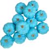 Winlyn 12 Pcs Small Artificial Pink Faux Pumpkins Decorative Foam Pumpkins for Fall Wedding Halloween Thanksgiving Baby Shower Table Centerpiece Farmhouse Mantel Decor(Teal)