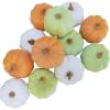 Winlyn 12 Pcs Small Artificial Pink Faux Pumpkins Decorative Foam Pumpkins for Fall Wedding Halloween Thanksgiving Baby Shower Table Centerpiece Farmhouse Mantel Decor(Green & Orange & White)