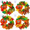 Winlyn 12 Sets Fall Craft Kits Kids Thanksgiving Halloween Pumpkin Crafts DIY Fall Foam Wreath Signs Decorations Art Sets Autumn Leaf Pumpkin Stickers Arts and Crafts for Kids Classroom Acitivities
