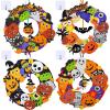 Winlyn 12 Sets Halloween Wreath Decorations Foam Halloween Wreath Signs Craft Kits Pumpkins Jack-O`-Lantern Owl Ghost Witch Bats Monster Stickers for Kids Art Gift Favors Trick-Or-Treaters Front Door