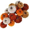 Winlyn 16 Pcs Assorted Small Faux Rustic Harvest Velvet Pumpkins Decorative Rust Orange Gold Olive Gray Fabric Pumpkins Foam Pumpkins Farmhouse Fall Thanksgiving Halloween Table Centerpiece Decor(Orange Brown)