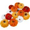 Winlyn 16 Pcs Assorted Small Faux Rustic Harvest Velvet Pumpkins Decorative Rust Orange Gold Olive Gray Fabric Pumpkins Foam Pumpkins Farmhouse Fall Thanksgiving Halloween Table Centerpiece Decor(Orange and White)