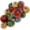 Winlyn 16 Pcs Assorted Small Faux Rustic Harvest Velvet Pumpkins Decorative Rust Orange Gold Olive Gray Fabric Pumpkins Foam Pumpkins Farmhouse Fall Thanksgiving Halloween Table Centerpiece Decor(Rustic Fall Color)