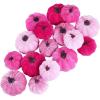 Winlyn 16 Pcs Assorted Small Faux Rustic Harvest Velvet Pumpkins Decorative Rust Orange Gold Olive Gray Fabric Pumpkins Foam Pumpkins Farmhouse Fall Thanksgiving Halloween Table Centerpiece Decor(Pink)