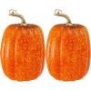 Winlyn 2 Pcs Large Artificial Pumpkins 8.7″ Harvest Cream Faux Pumpkins Decorative Pumpkins Big Foam Pumpkins for Fall Autumn Wedding Baby Shower Thanksgiving Halloween Party Decor Table Centerpiece(Orange)