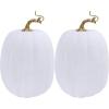 Winlyn 2 Pcs Large Artificial Pumpkins 8.7″ Harvest Cream Faux Pumpkins Decorative Pumpkins Big Foam Pumpkins for Fall Autumn Wedding Baby Shower Thanksgiving Halloween Party Decor Table Centerpiece(White)