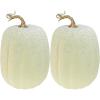 Winlyn 2 Pcs Large Artificial Pumpkins 8.7″ Harvest Cream Faux Pumpkins Decorative Pumpkins Big Foam Pumpkins for Fall Autumn Wedding Baby Shower Thanksgiving Halloween Party Decor Table Centerpiece(Cream)