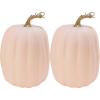 Winlyn 2 Pcs Large Artificial Pumpkins 8.7″ Harvest Cream Faux Pumpkins Decorative Pumpkins Big Foam Pumpkins for Fall Autumn Wedding Baby Shower Thanksgiving Halloween Party Decor Table Centerpiece(Light Pink)