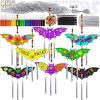 Winlyn 24 Set Halloween Bat Suncatcher Wind Chimes Ornaments Decorations DIY Window Paint Art Craft Kits Bat Sun Catchers for Kids Home Classroom Activities Party Art Projects