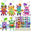 Winlyn 24 Sets Halloween Craft Kits Fall Kids Crafts DIY Craft Stick Monster Ornaments Decorations Art Set Monster Foam Stickers Arts and Crafts for Kids Classroom Activities Party Favors