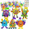 Winlyn 24 Sets Halloween Monster Craft Kits Halloween Crafts for Kids Individual Fall Crafts DIY Monster Ornaments Foam Halloween Arts and Crafts for Kids Classroom Activities Art Project Party Favors