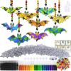 Winlyn 27 Set Halloween Bat Suncatchers & Ornaments DIY Window Paint Art Kits for Kids Fall Classroom Activities
