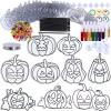Winlyn 27 Sets Halloween Pumpkin Suncatchers Ornaments Decorations DIY Window Paint Art Suncatchers Craft Kits Jack-O’-Lantern Sun Catchers for Kids Classroom Activities Fall Halloween Art Project