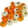 Winlyn 32 Pcs Assorted Artificial Orange and Cream Baby Boo Mini Pumpkins Rustic Harvest Pumpkins Fall Thanksgiving Halloween Wreath Tabletop Decor Bowl Fillers