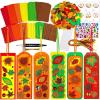 Winlyn 36 Sets Fall Craft Kits Autumn Crafts DIY Leaf Bookmarks Decorations Art Sets Maple Leaf Glitter Foam Stickers Arts and Crafts for Kids Thanksgiving Halloween Classroom Activities