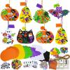 Winlyn 36 Sets Fall Crafts DIY Pumpkin Bat Black Cat Ghost Candy Corn Frankenstein Ornaments Art Sets Halloween Foam Stickers for Kids Classroom Activities Party Treats