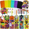 Winlyn 36 Sets Halloween Craft Kits for Kids – Fall DIY Bookmarks Art Sets with Pumpkin, Jack-O’-Lantern, Bats, Monster Foam Stickers – Arts and Crafts for Classroom Activities