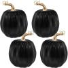 Winlyn 4 Pcs Harvest White Artificial Pumpkin 6.7″ Decorative Pumpkins Faux Foam Pumpkins Fall Pumpkins Decor Fall Autumn Thanksgiving Halloween Wedding Holiday Mantel Tabletop Centerpiece DIY Crafts(Solid Black)
