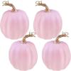 Winlyn 4 Pcs Harvest White Artificial Pumpkin 6.7″ Decorative Pumpkins Faux Foam Pumpkins Fall Pumpkins Decor Fall Autumn Thanksgiving Halloween Wedding Holiday Mantel Tabletop Centerpiece DIY Crafts(Pink)