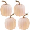 Winlyn 4 Pcs Harvest White Artificial Pumpkin 6.7″ Decorative Pumpkins Faux Foam Pumpkins Fall Pumpkins Decor Fall Autumn Thanksgiving Halloween Wedding Holiday Mantel Tabletop Centerpiece DIY Crafts(Light Pink)