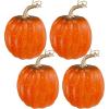 Winlyn 4 Pcs Harvest White Artificial Pumpkin 6.7″ Decorative Pumpkins Faux Foam Pumpkins Fall Pumpkins Decor Fall Autumn Thanksgiving Halloween Wedding Holiday Mantel Tabletop Centerpiece DIY Crafts(Orange and Black)