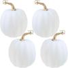 Winlyn 4 Pcs Harvest White Artificial Pumpkin 6.7″ Decorative Pumpkins Faux Foam Pumpkins Fall Pumpkins Decor Fall Autumn Thanksgiving Halloween Wedding Holiday Mantel Tabletop Centerpiece DIY Crafts(White)