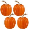 Winlyn 4 Pcs Harvest White Artificial Pumpkin 6.7″ Decorative Pumpkins Faux Foam Pumpkins Fall Pumpkins Decor Fall Autumn Thanksgiving Halloween Wedding Holiday Mantel Tabletop Centerpiece DIY Crafts(Dark Orange)