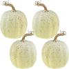 Winlyn 4 Pcs Harvest White Artificial Pumpkin 6.7″ Decorative Pumpkins Faux Foam Pumpkins Fall Pumpkins Decor Fall Autumn Thanksgiving Halloween Wedding Holiday Mantel Tabletop Centerpiece DIY Crafts(Cream)