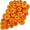 Winlyn 48 Pcs Mini Artificial Orange Pumpkins Fall Rustic Harvest Faux Foam Pumpkins 1.8″ 2.1″ for Thanksgiving Table Centerpiece Halloween Party Autumn Home Wedding Baby Shower Wreath Bowl Fillers(Orange)