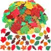 Winlyn 504 Pcs Assorted Foam Fall Leaf Stickers – Self-Adhesive Bulk Maple Oak Shaped Glitter Leaves for Kids Craft, Gift, Halloween, Thanksgiving, Scrapbooking, Cards Decoration