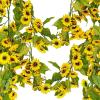 Winlyn 5.9′ L Artificial Sunflower Garland Hanging Sunflower Vine Greenery Garland with 43 Pcs Yellow Sunflower Heads for Fall Autumn Holiday Wedding Arch Home Mantel Doorway Table Backdrop Decoration(2)