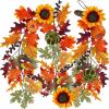 imageWinlyn 6 Ft Artificial Fall Maple Leaf Garland Hanging Vine Faux Sunflowers Pumpkins Pinecones and Berries Garland Faux Autumn Decor for Thanksgiving Wedding Centerpiece Table Mantel Backdrop