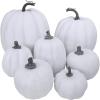Winlyn 7 Pcs Assorted Sizes Fall Artificial Peach Pink Pumpkins Harvest Faux Foam Light Pink Pumpkins for Fall Autumn Season Halloween Thanksgiving Harvest Festive Tabletop Decoration(White)