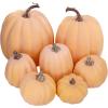 Winlyn 7 Pcs Assorted Sizes Fall Artificial Peach Pink Pumpkins Harvest Faux Foam Light Pink Pumpkins for Fall Autumn Season Halloween Thanksgiving Harvest Festive Tabletop Decoration(Light Orange)