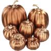 Winlyn 7 Pcs Assorted Sizes Fall Artificial Peach Pink Pumpkins Harvest Faux Foam Light Pink Pumpkins for Fall Autumn Season Halloween Thanksgiving Harvest Festive Tabletop Decoration(Bronze)