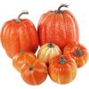Winlyn 7 Pcs Assorted Sizes Fall Artificial Peach Pink Pumpkins Harvest Faux Foam Light Pink Pumpkins for Fall Autumn Season Halloween Thanksgiving Harvest Festive Tabletop Decoration(Orange)