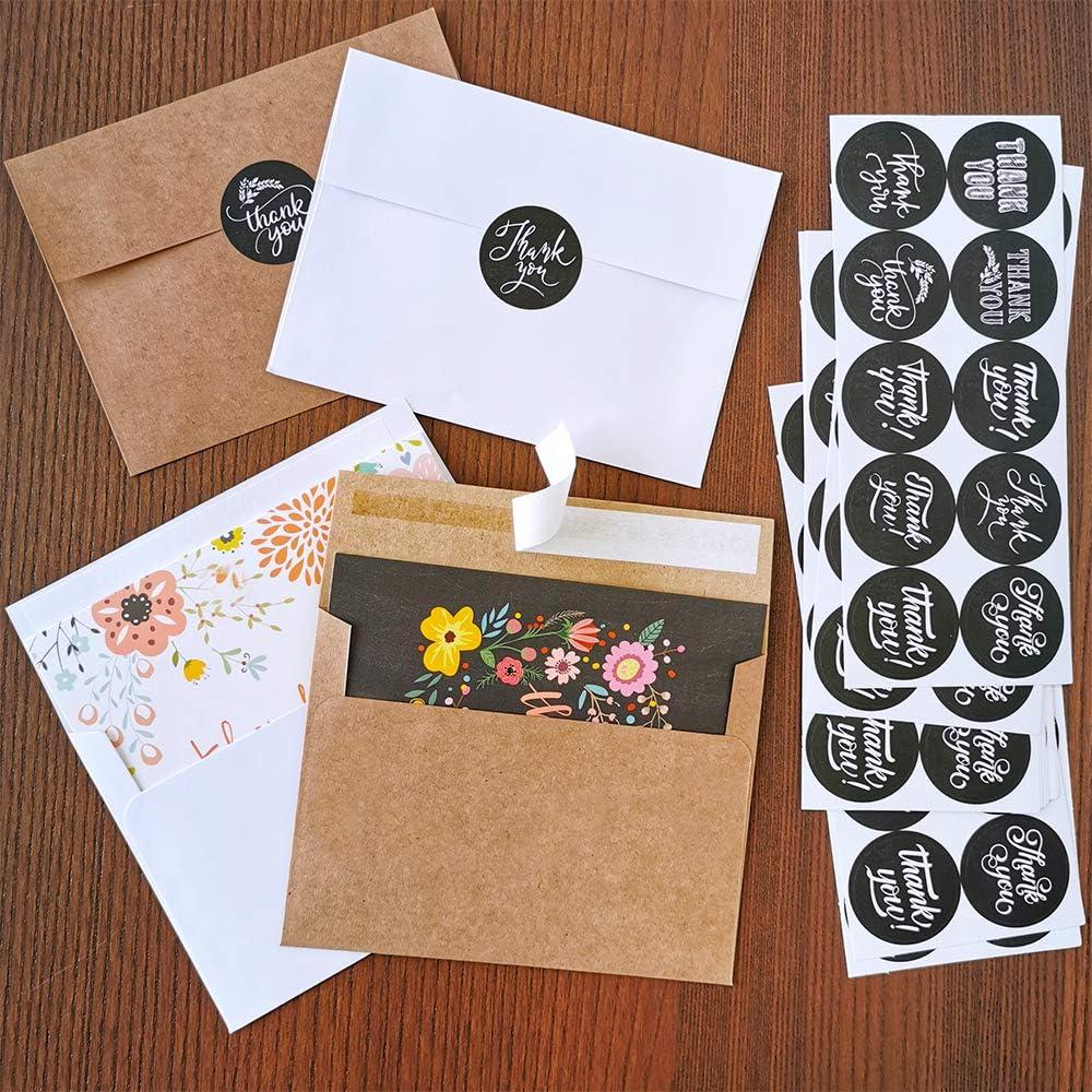 image150 Sets Bulk Blank Thank You Cards with Envelopes Stickers Assortment 6 Design of Floral Watercolor Calligraphy Thank You Greeting Cards Note Cards for Wedding Bridal Baby Shower Thanksgiving Party